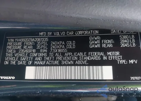 2010 Volvo Xc60 T6/T6 R-Design from USA, damaged, VIN YV4992DZ9A2061335